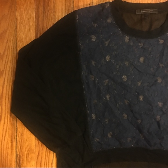 BCBG Max Azria Blue/Black Hi-Low Top- L - Picture 4 of 7